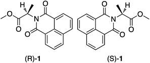 Chemical structure of compounds (R)- and (S)-methyl 2-(1,3-dioxo-1H-benzo[de]isoquinolin-2(3H)-yl)propanoate, (R)-1 and (S)-1 respectively.