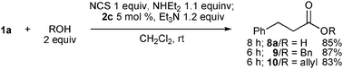 Reaction of 1a with O-nucleophiles.