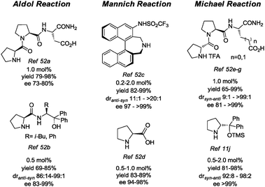 Structure of representative organocatalysts used in low loading.