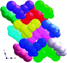 Space filling plot of the crystal structure of rac-3 in the ac-plane.