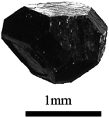 Optical photograph of a black hexagonal prismatic crystal of Sr6Co5O14.70. Reprinted from Ref. 38 with permission. Copyright 2006, American Chemical Society.