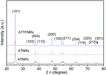 
            XRD patterns of ATNPs, ATNRs and ATTFNRs.