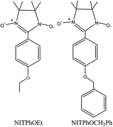Structures of the two nitronyl nitroxide radicals with different steric hindrance.