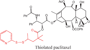 Functionalization of paclitaxel with a thiol group for conjugation with an AuNP: SIM 284. Reprinted with permission of Wiley Interscience (ref. 91, Paciotti's group).