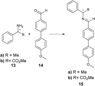 Derivatization of chiral amines and amino acid esters with mesogenic units.