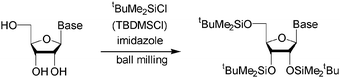 Protection of nucleosides without using DMF or pyridine.