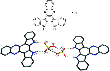 Crystal structure of [(HSO4)2⊂1092]2− with selected atom labels, hydrogen bonds as dotted line, tetrabutylammonium cation and non-interacting hydrogen atoms omitted for clarity.