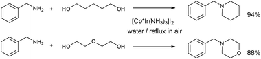 Examples of the synthesis of N-heterocycles in water.37