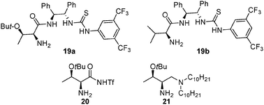 representative amide organocatalysts derived from simple acyclic chiral amino acids.