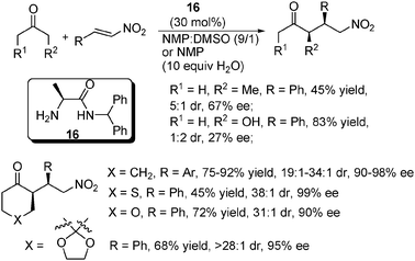 Asymmetric Michael addition of ketone to nitroolefin.