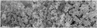 SEM images of bare TiO2 (a), 2b–TiO2 (b) and 2c–TiO2 (c).