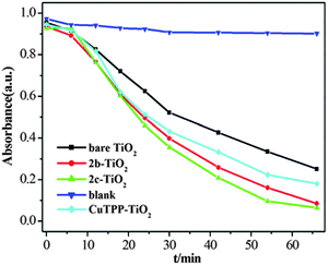 4-NP concentration vs. irradiation time using different photocatalysts.