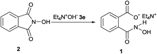 Unusual reaction pathway of 2 and 3e to produce TEAHCB (1).