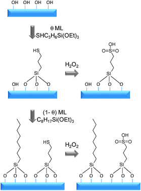 Preparation of sulfonic acid and octyl co-functionalised sulfonic acid MCM-41 materials (Reproduced from ref. 141 with permission of the Royal Society of Chemistry).
