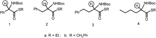 Aminoacid derivatives of decreasing acidity of the α-C.