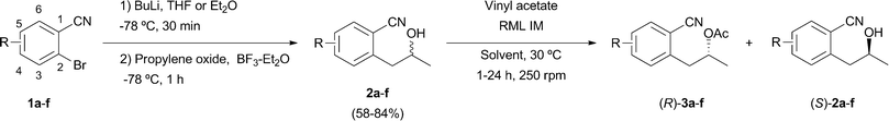 Chemical synthesis and kinetic resolution of racemic alcohols 2a–f using Rhizomucor miehei lipase.