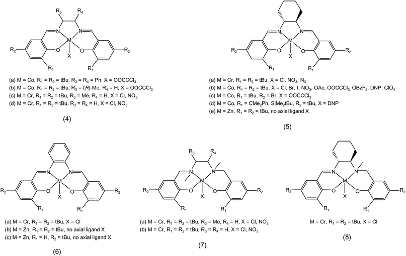 Metal complexes with salen and related ligands.