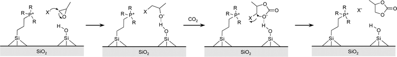 Proposed role of silanols in the reaction of CO2 with propylene oxide.