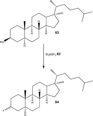 
              Fluorination of alcohols using DAST 62 under flow conditions.