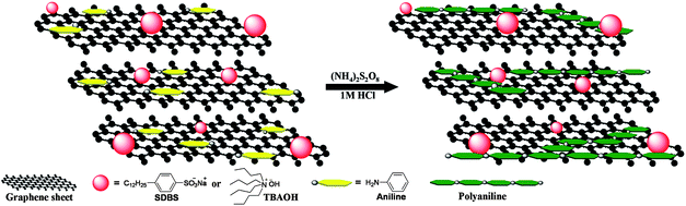 Illustration of the process for the preparation of SSG/PANI-F composites.