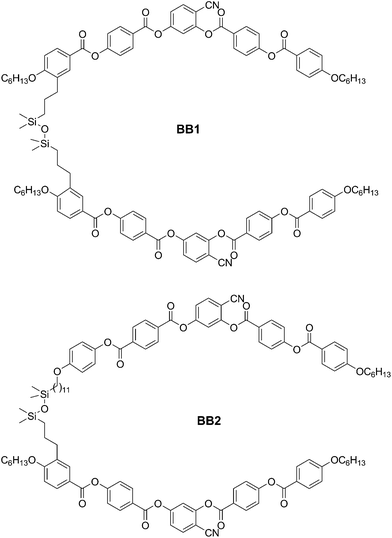 Structures of the bent-core dimesogens BB1 and BB2.