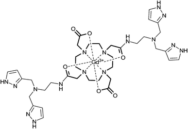 GdDOTA-diBPYREN. For the 3-pyrazolyl units the most stable isomer is shown.