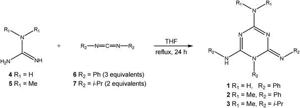 Synthesis of triazines 1–3.