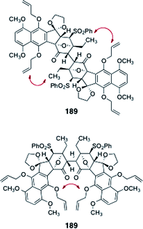 Steric interactions postulated to prevent the dimerization of 188.
