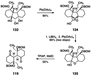 Completion of the synthesis of the lomaiviticin A core 119 by Nicolaou and co-workers.