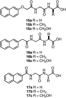 Chemical structures of Nap-protected dipeptides investigated by Xu et al.119