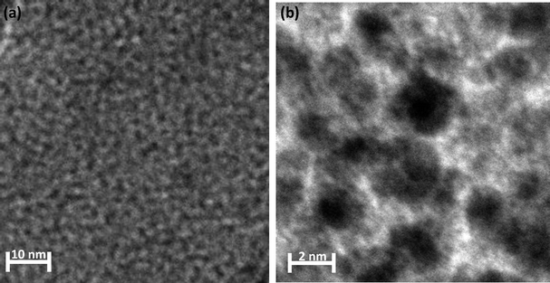 TEM image of a ZI-60 membrane (a) low magnification (b) high magnification.