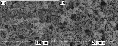
            SEM images of the products prepared from the systems containing various S2−ion sources: (a) Na2S and (b) CH3CSNH2.