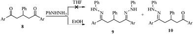 Effect of solvent on the reaction of phenylhydrazine with 1,5-diketone 8.