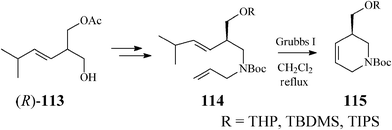 Synthesis of isofagomine precursors 115.