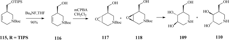 Synthesis of isofagomine and its “gulo” isomer 110.