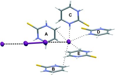 The contacts of terminal iodine atom of tetraiodide in 4.