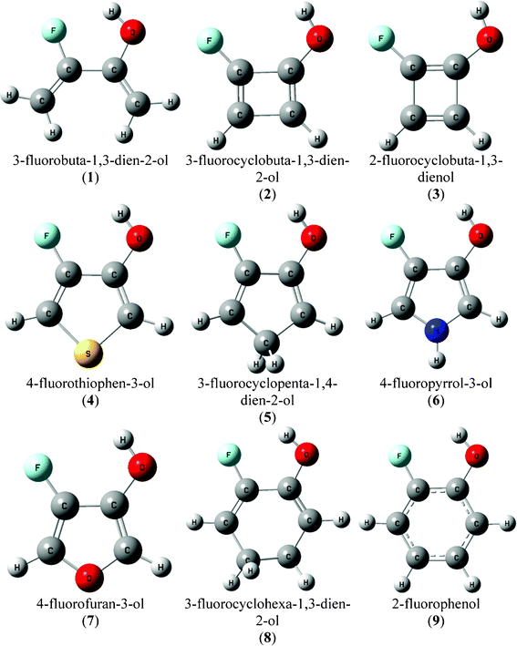 The F⋯HO intramolecular hydrogen bond forming five-membered rings ...