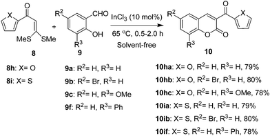 Synthesis of 3-heteroaroyl-2H-chromene-2-ones 10.