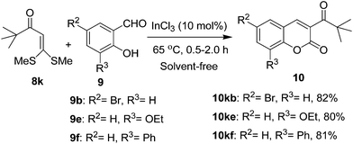 Synthesis of 3-tert-butanoyl-2H-chromene-2-ones 10.
