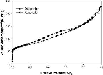 N2 adsorption–desorption plot of the MWCNT adsorbent.