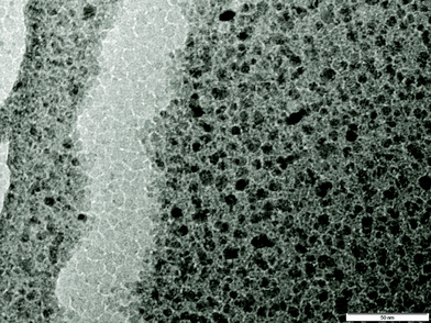
          TEM image of chitosan/Au–Pd film. Scale bar is 50 nm.