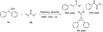 Phenylation of methacrylate.