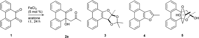 FeCl3 mediated condensation of PQ and acetone.
