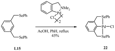 Transcyclometallation used for the synthesis of 22.