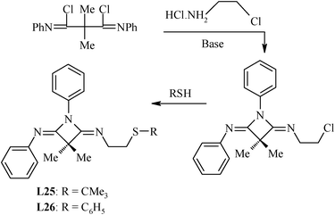 Synthesis of four-membered heterocyclic ring based diimines.