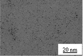 TEM image of Pt nanoparticles synthesized from a 10−3 M solution of Pt(acac)2 in 2-propanol by photochemical reduction.