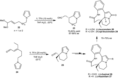 Intramolecular enantioselective conjugate addition of pyrrole and asymmetric synthesis of (-)-rhazinilam and related alkaloids.