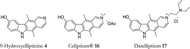 Ellipticine derivatives used in clinical trials.