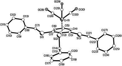 The molecular structure of 11e showing the piano-stool, half-sandwich arrangement.