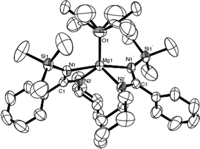 Molecular structure of 4 (50% thermal ellipsoids). Symmetry operations used to generate equivalent atoms: −x, y, 0.5 − z.